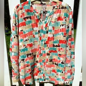 Chico’s Pleat Front Blouse Sz 2 (12)